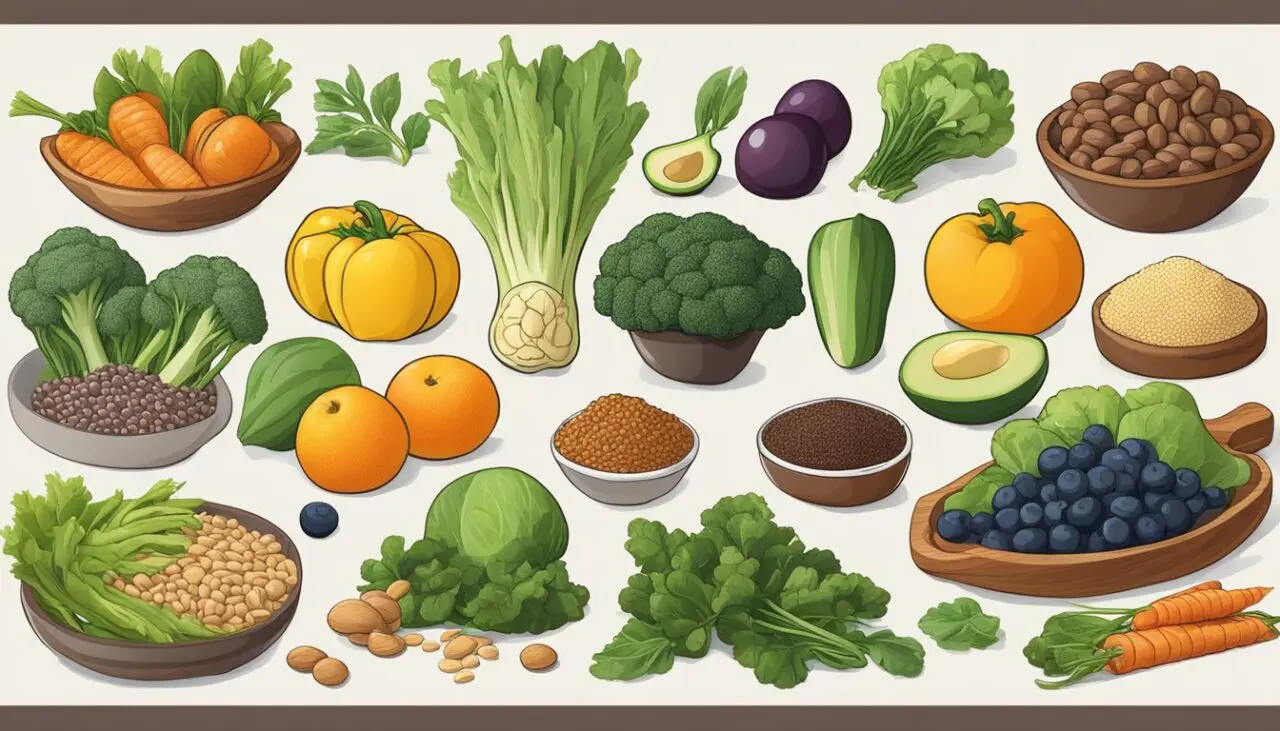 A variety of nutrient-rich foods enhancing iron absorption