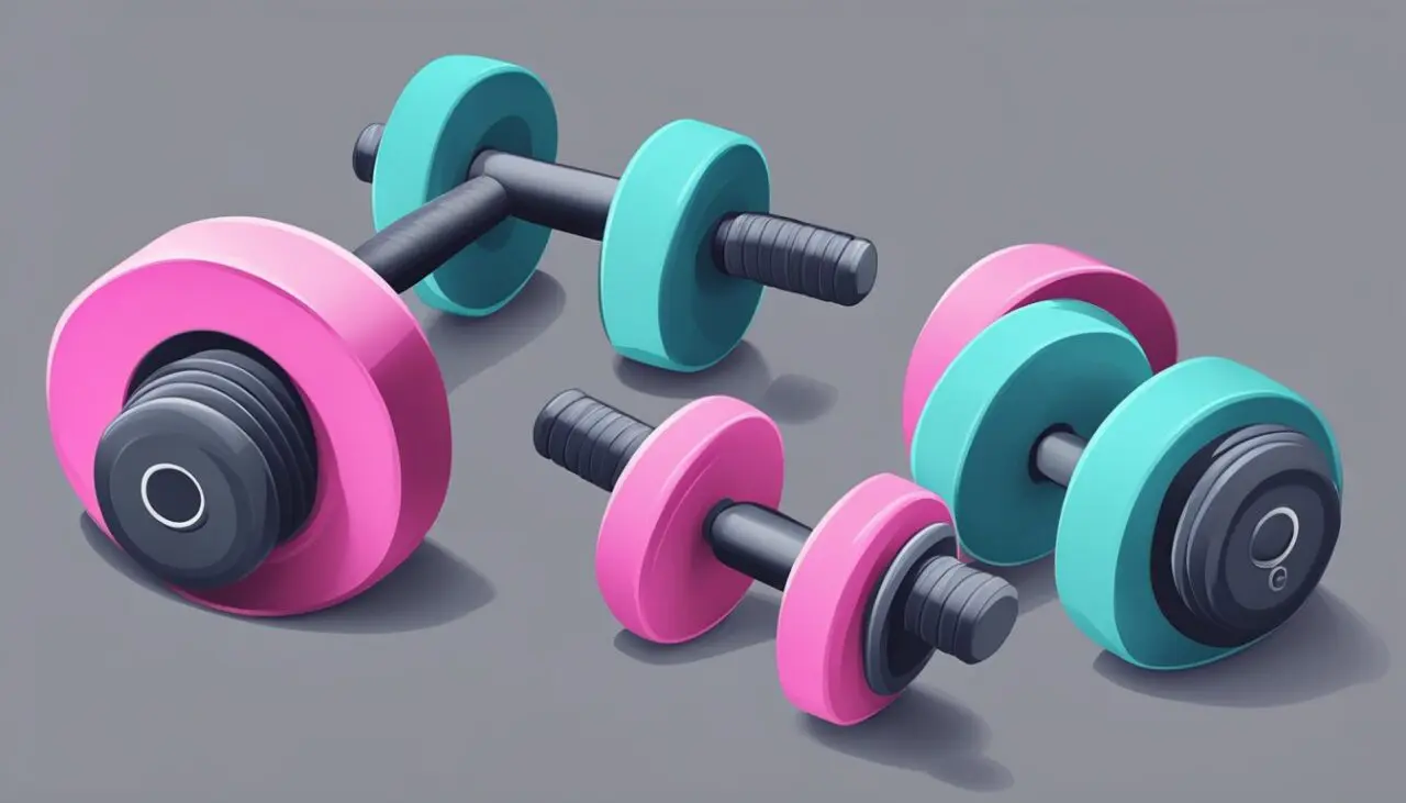 Ćwiczenia na przedramiona: Kompleksowy Przewodnik Wzmacniania Muscles A pair of dumbbells resting on a flat surface, with a resistance band looped around them, ready for isometric forearm exercises