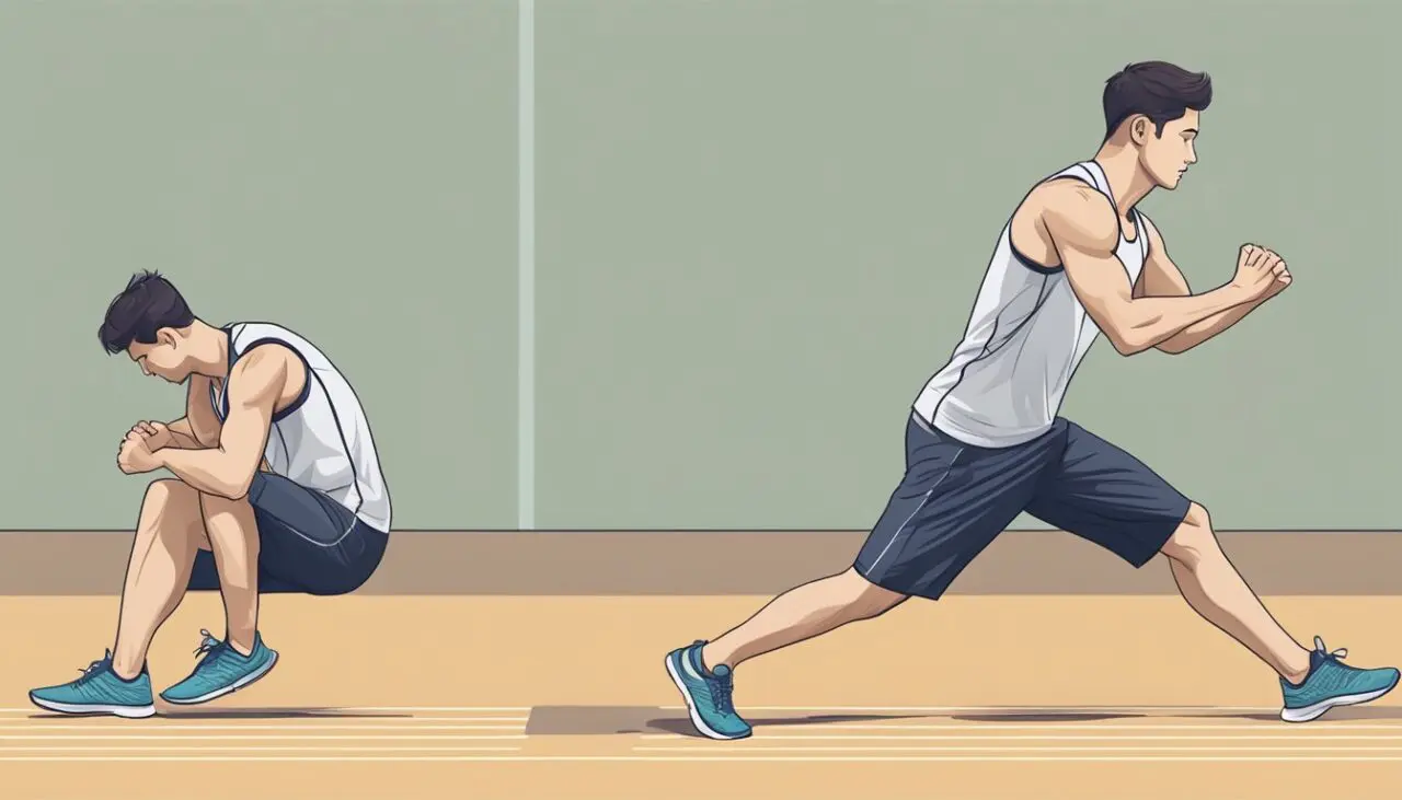 Rozgrzewka przed bieganiem: Klucz do efektywnego treningu A person stretching before a run, warming up their muscles