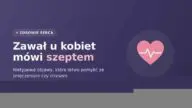 Serce z linią EKG i hasło, że zawał u kobiet daje nietypowe, ciche objawy