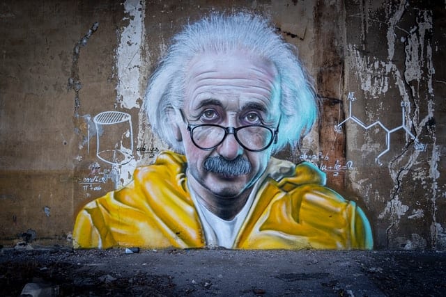 Albert Einstein na muralu. 