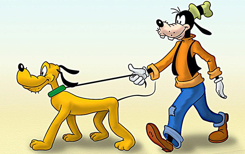 Goofy i Pluto podczas spaceru. 