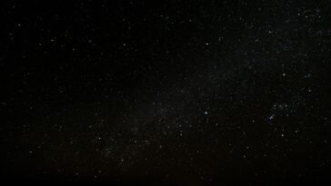 Rozgwieżdżone niebo nocą jako symbol kreatywności, radości i duchowego przesłania godziny 23:23