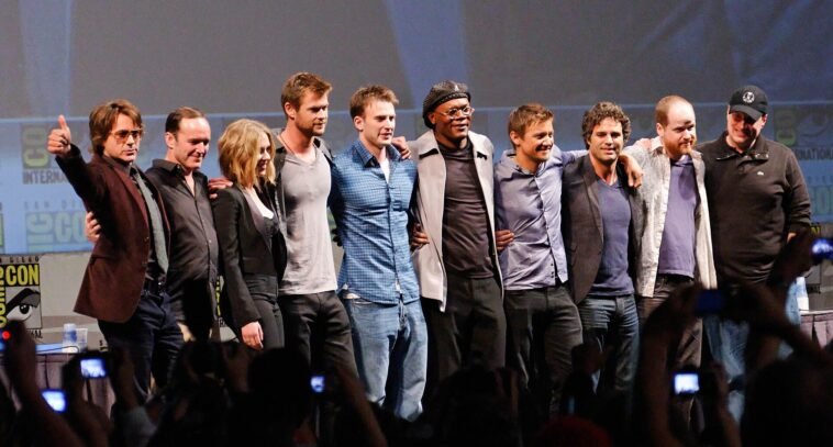 Najlepsze filmy Marvela: ranking według ocen Filmwebu Obsada filmu Avengers na scenie San Diego Comic-Con w 2010 roku